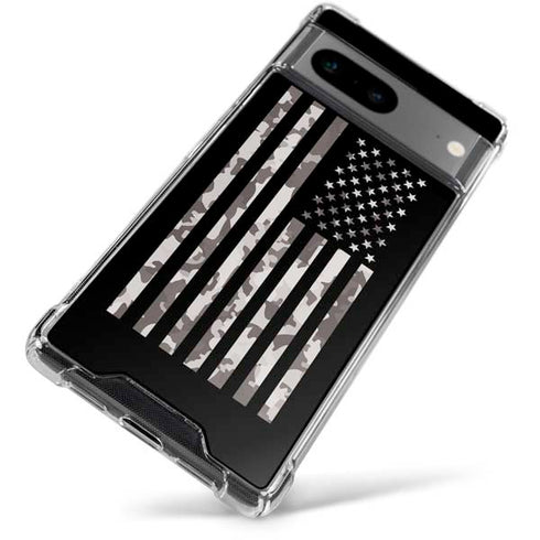 Black and White Camo American Flag Google Pixel 7a Clear Case